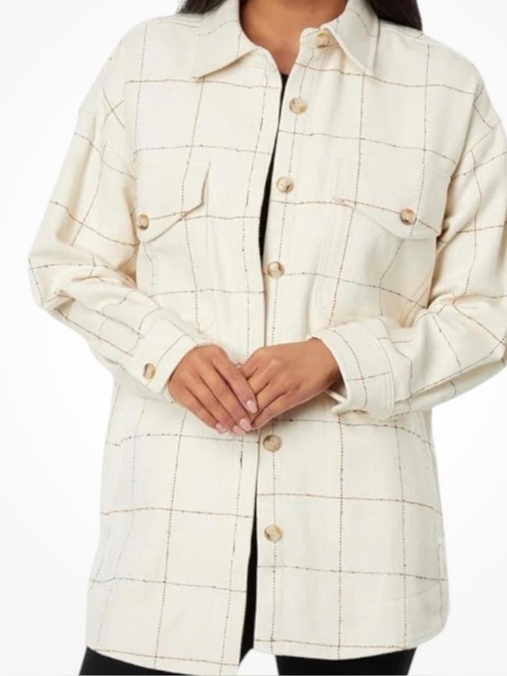 Madewell Bouclé Oversized Windowpane Plaid Shirt-jacket, Size XL